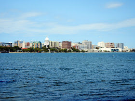 View of downtown Madison, Wisconsin and Lake Monona