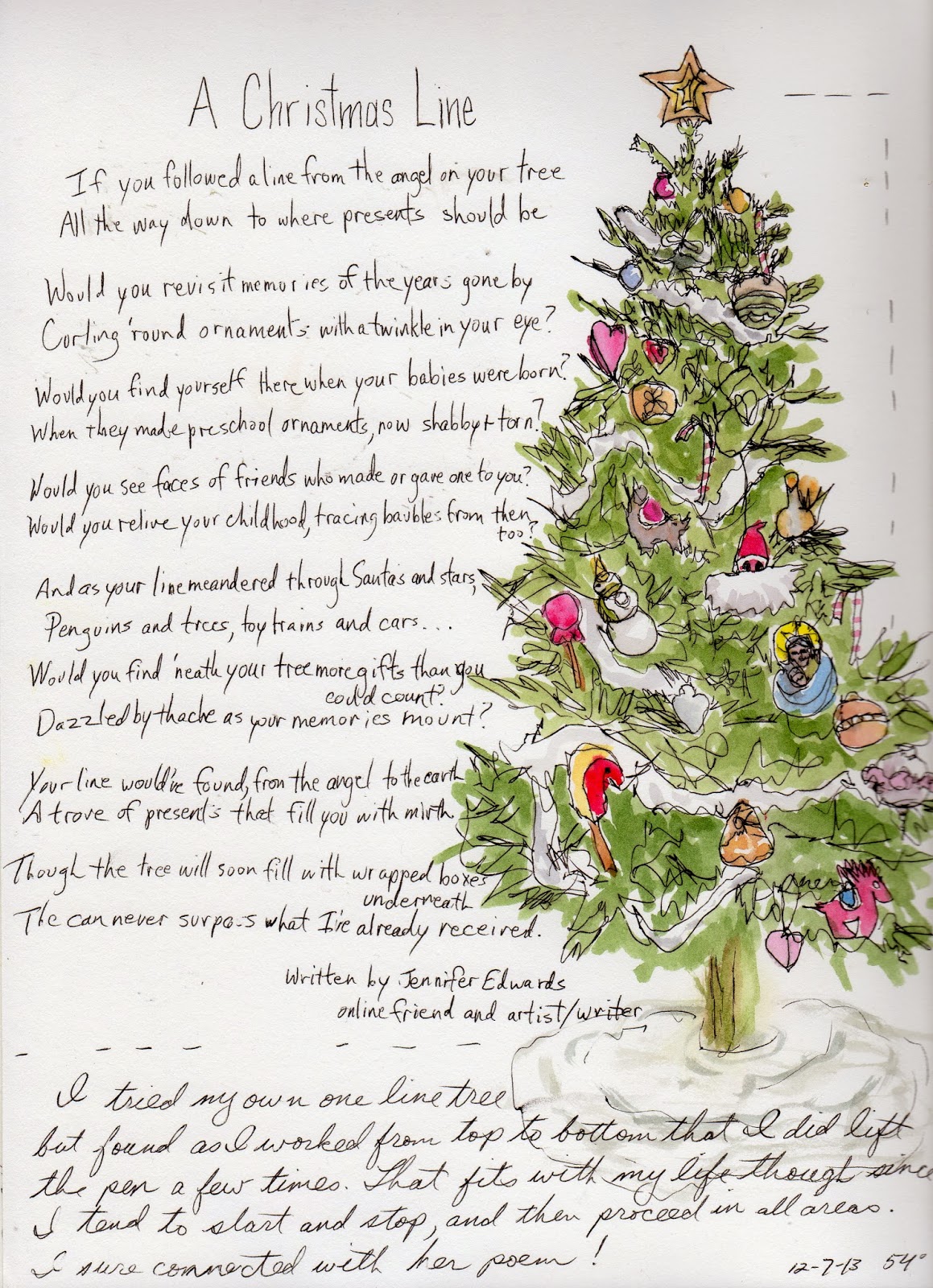 Freebird Drawing: Christmas Tree and A Poem