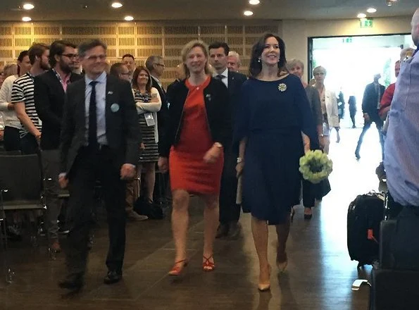 Crown Princess Mary attended opening of the European Emergency Medical Services congress. Princess wore Gianvito Rossi pumps and Prada dress