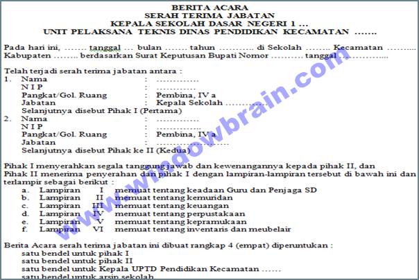 Contoh Berita Acara Serah Terima Jabatan Detil Gambar Online