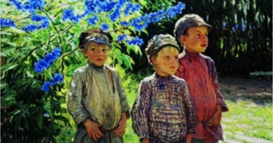 Ребятишки выросшие на селе. Богданов-Бельский лето 1911.