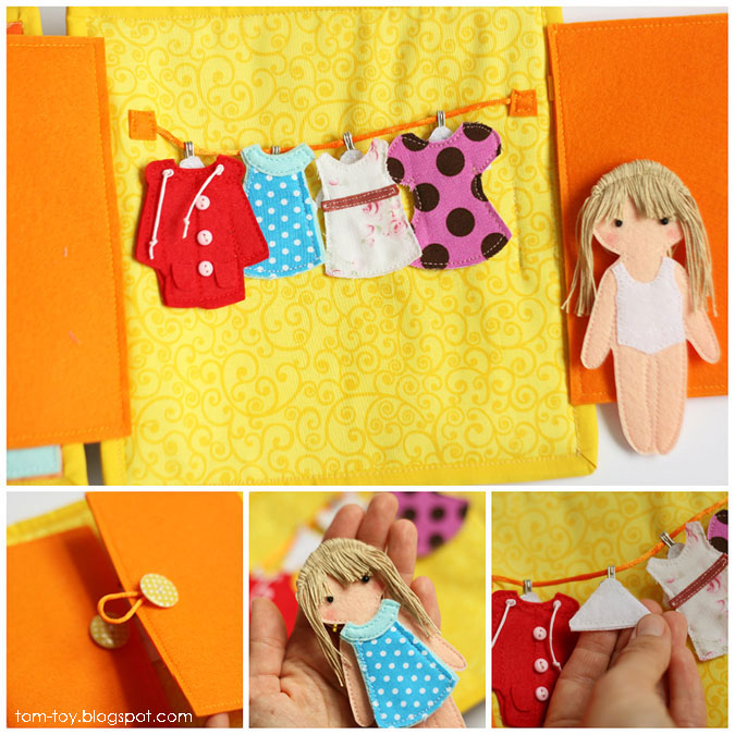 Quiet book for Madison - children's activity fabric busy book, dressing page, felt doll, clothes, развивающая книжка, кукла из фетра с одеждой