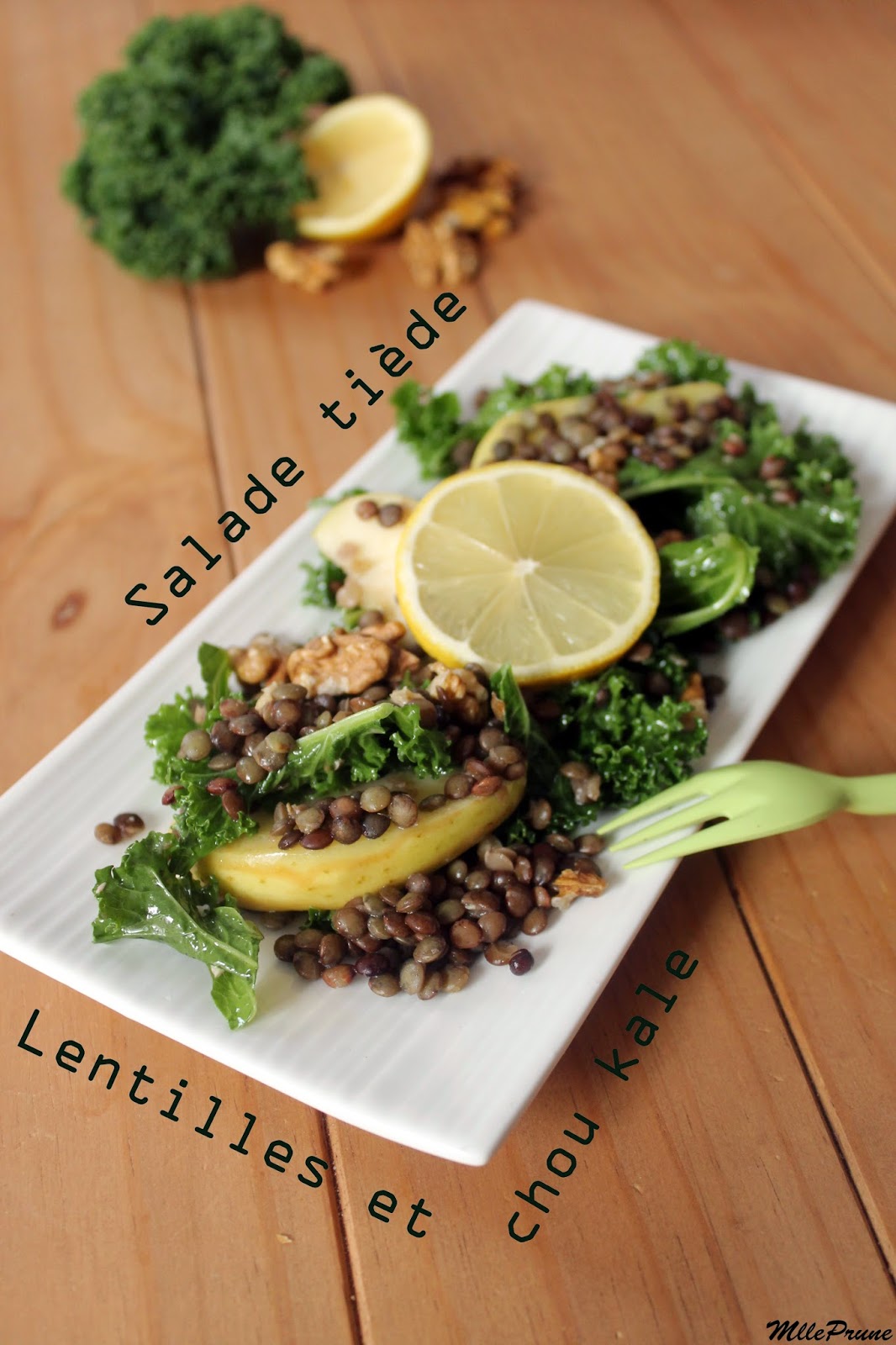 mlle prune: Salade tiède de lentilles et chou kale