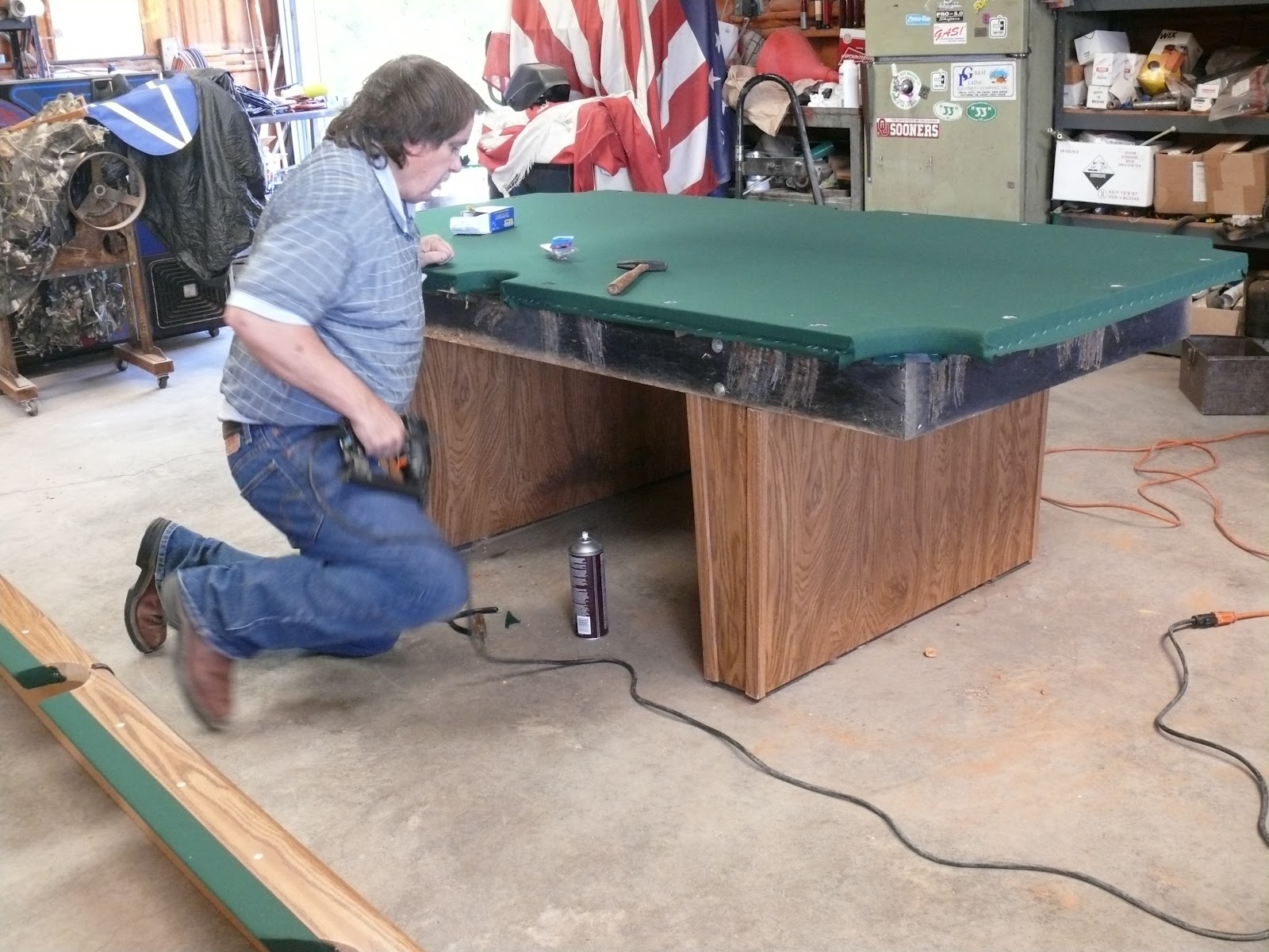 Mickey and Me Recovering a pool table