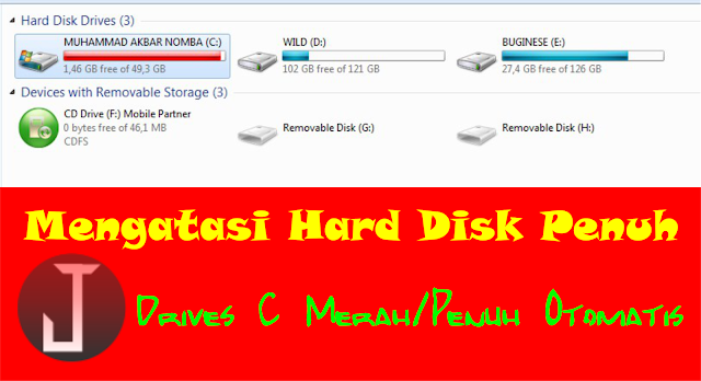 cara menghilangkan merah pada hard disk komputer yang penuh