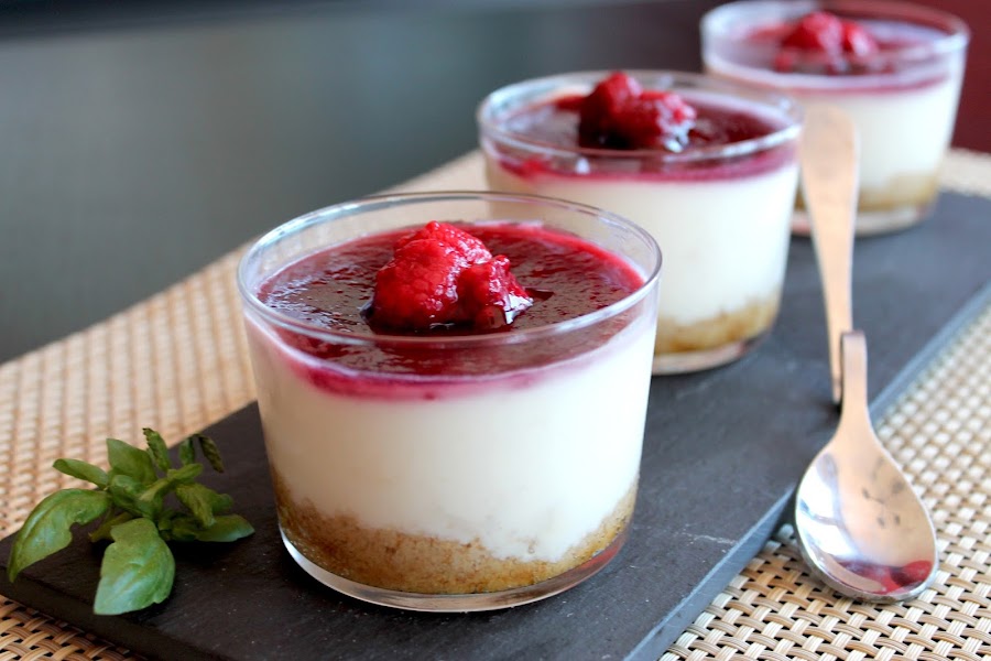 Tarta de queso fría en lactosa en vasitos