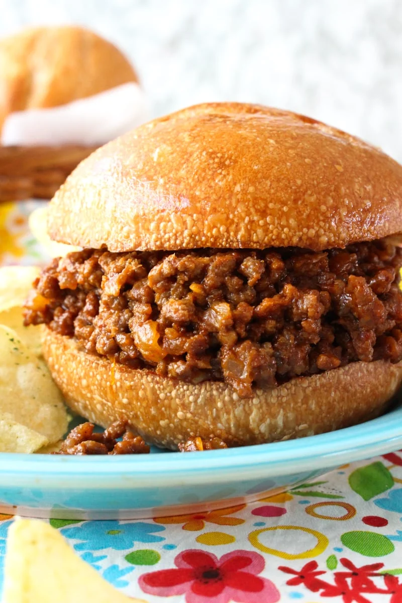 Homemade Sloppy Joes are easy to make, only require one skillet, and are on the table in 25-minutes. The whole family will love them! #groundbeef #dinnerrecipe