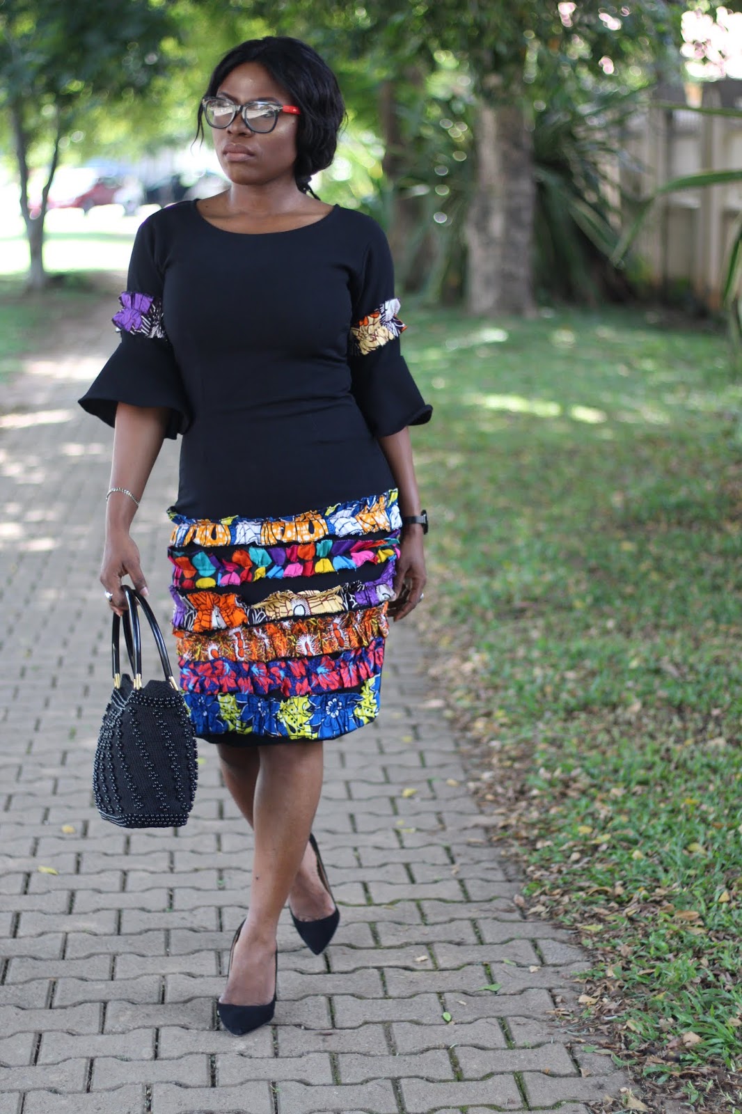 Little black dress AKA LBD garnished with Ankara | Opeyemi's Diary
