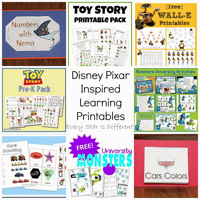 Disney Pixar Inspired Learning Printables