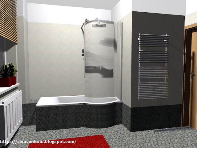 Дизайн-проект преобразования ванной комнаты и отдельного туалета: первый вариант