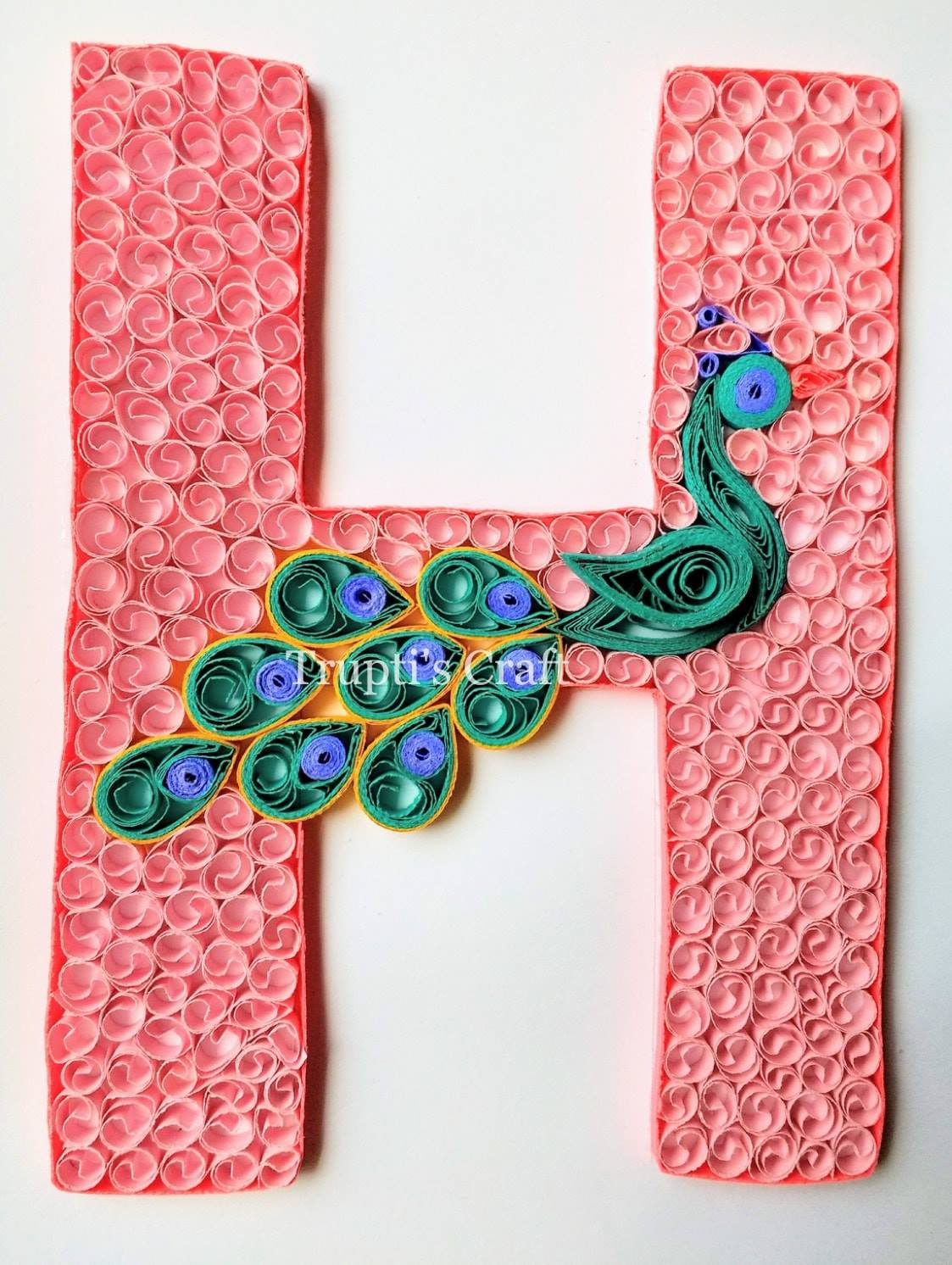 Trupti's Craft Paper Quilling Monogram 'H' Wall Frame / Wall Hanging
