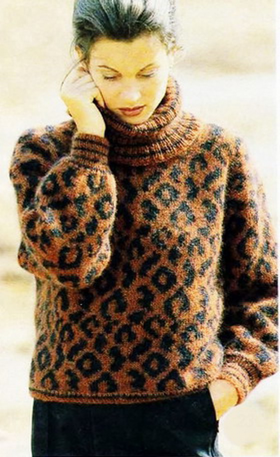 Irina: Leopard sweater.