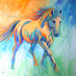 horse painting horses colorful paden paintings running theresa bright wild colors breaking acrylic canvas contemporary painted ful fine wildlife west
