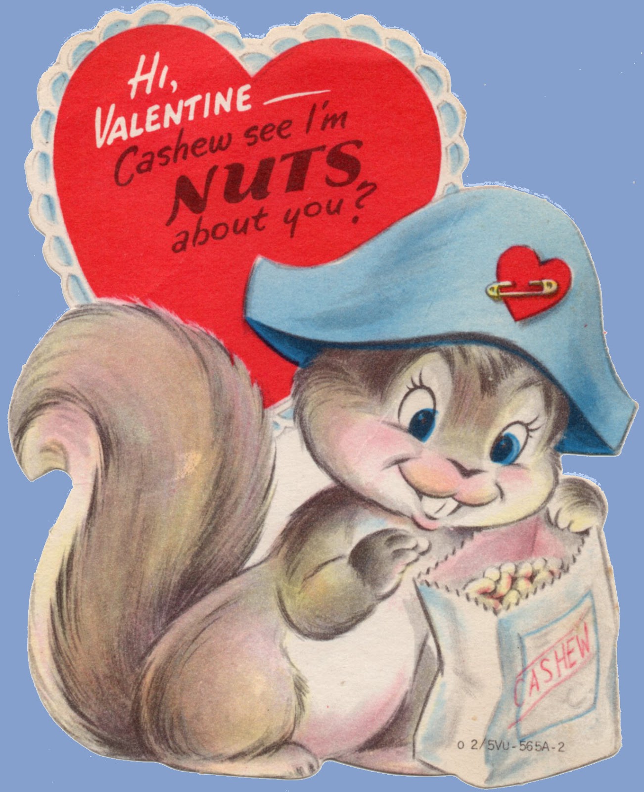Vintage Valentine Museum Animal Squirrels Love Nuts