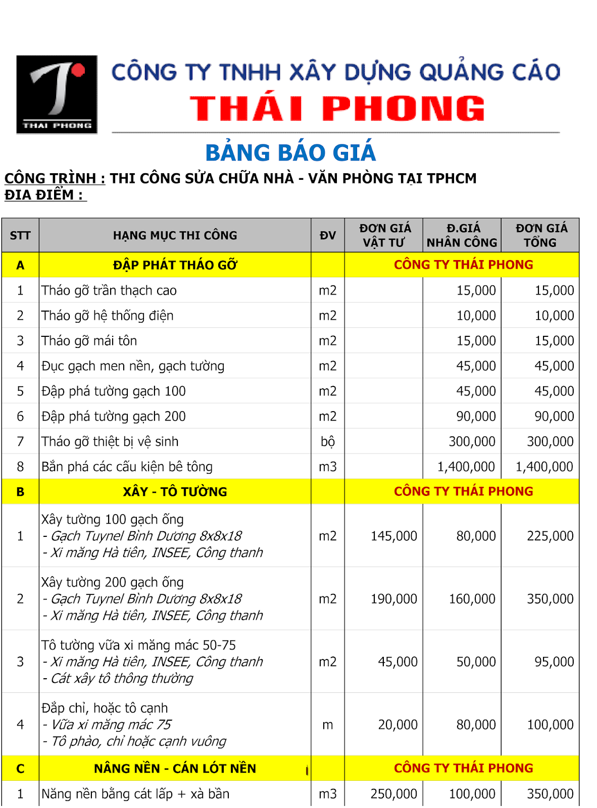 BANG BAO GIA SUA CHUA NHA TPHCM 1