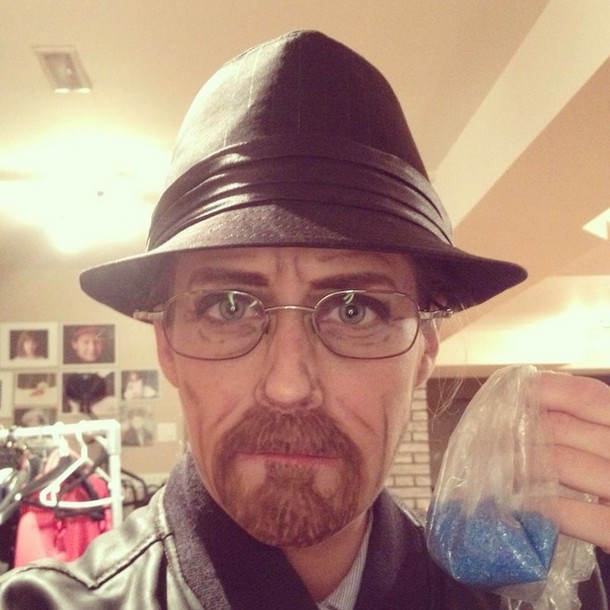 Carly Paige made up as Walter White