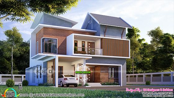 2964 sq-ft house plan in 5 bedroom mixed roof house