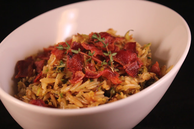 Brussels sprout and bacon orzo