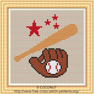 BASEBALL, FREE AND EASY PRINTABLE CROSS STITCH PATTERN