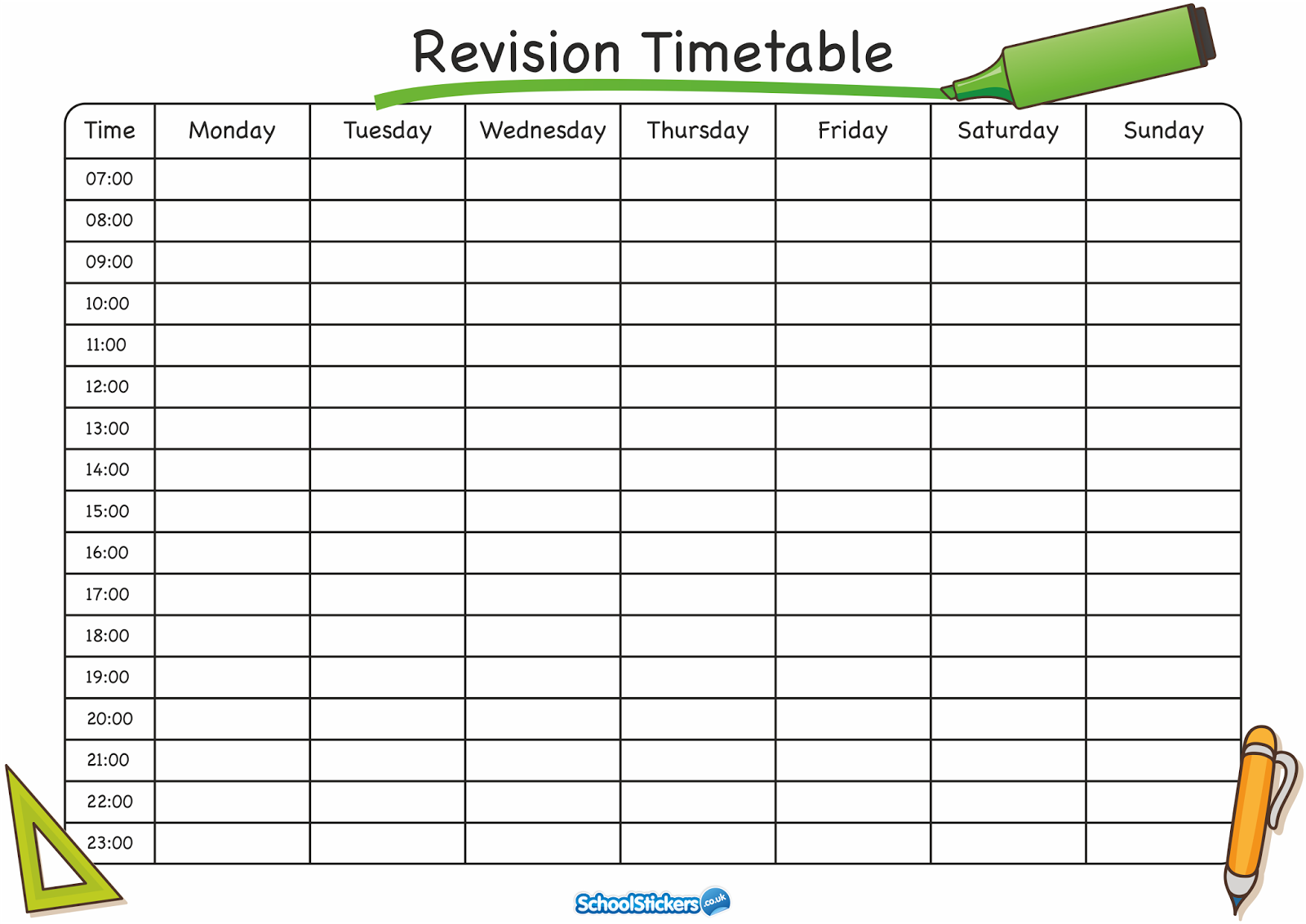 Free Printable Blank Timetable