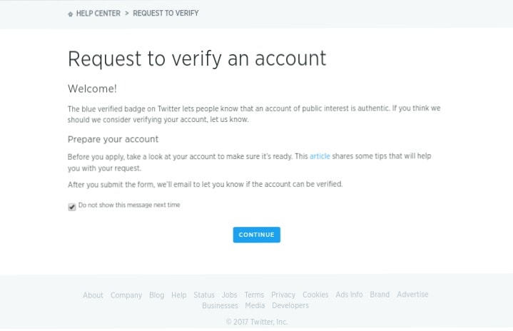 Cara mendapatkan status verifikasi akun twitter
