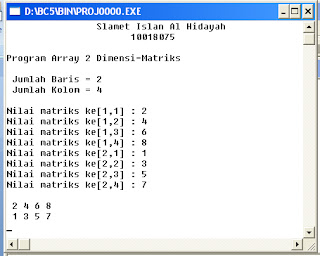 PROGRAM 2-DIMENSIONAL ARRAY (MATRIX) | T.Informatika