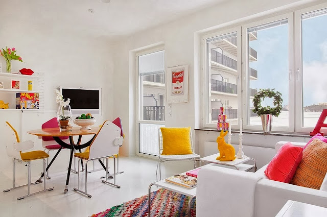 Mickey House: pequeno apartamento colorido e clean. Blog Achados de Decoração Mickey House: pequeno apartamento colorido e clean. Blog Achados de Decoração