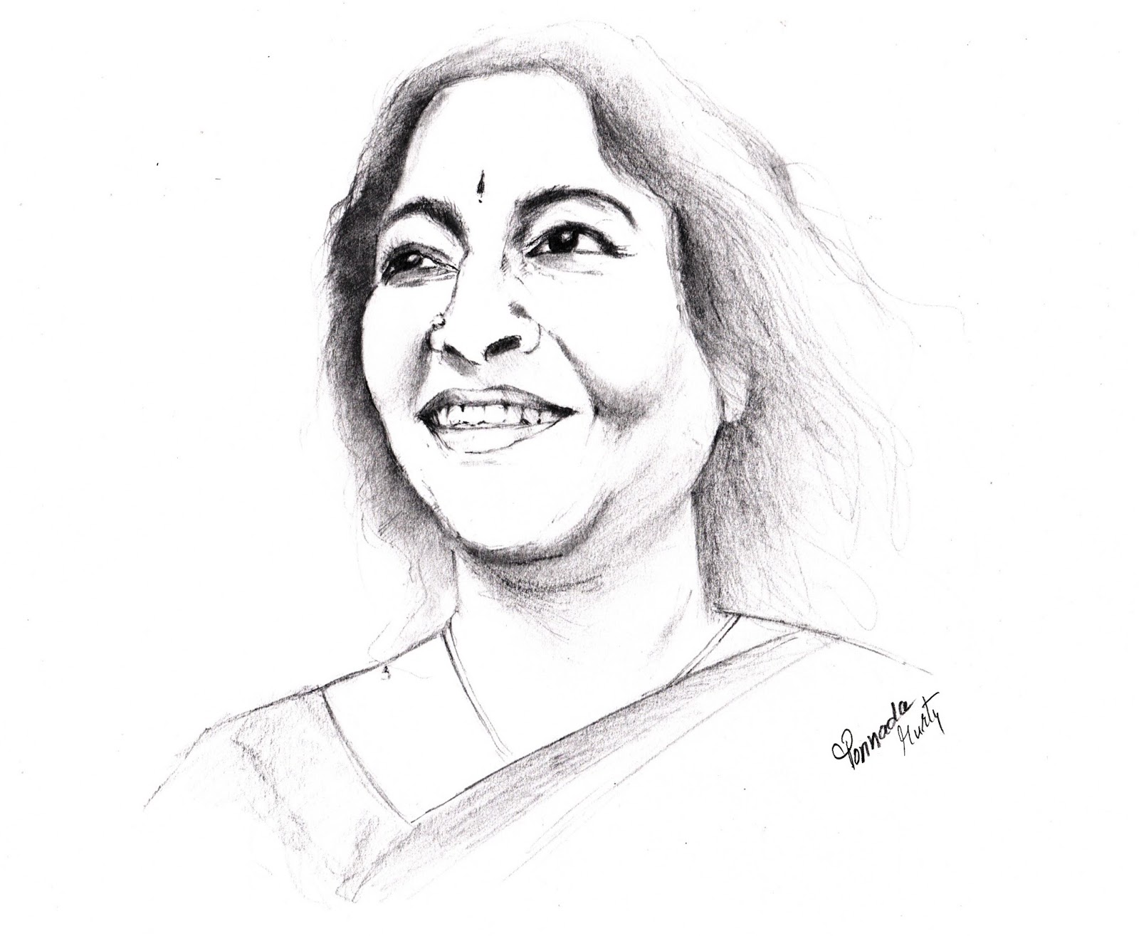 Sketches and Drawings Telugu woman pencil drawing