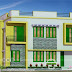 Colorful 5 bedroom flat roof home design 2023 sq-ft