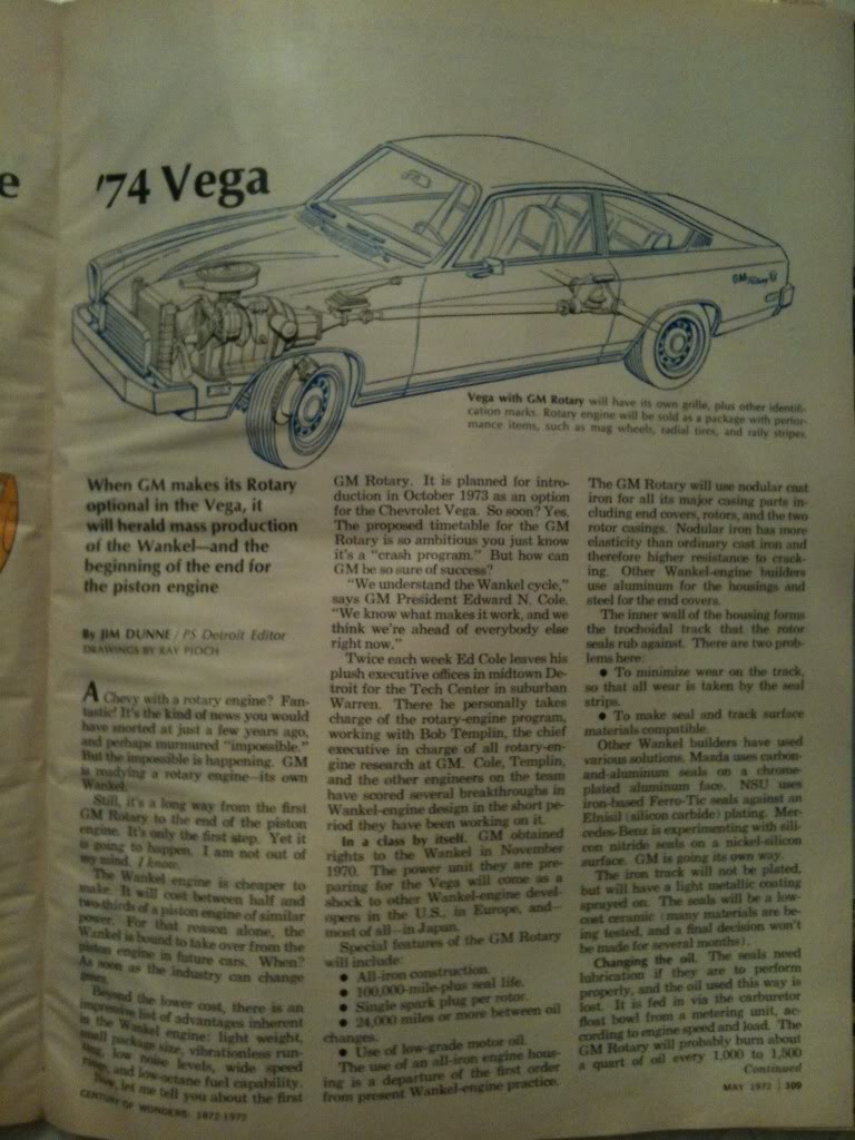 the great cars  Chevrolet vega 1974 by rotor engine