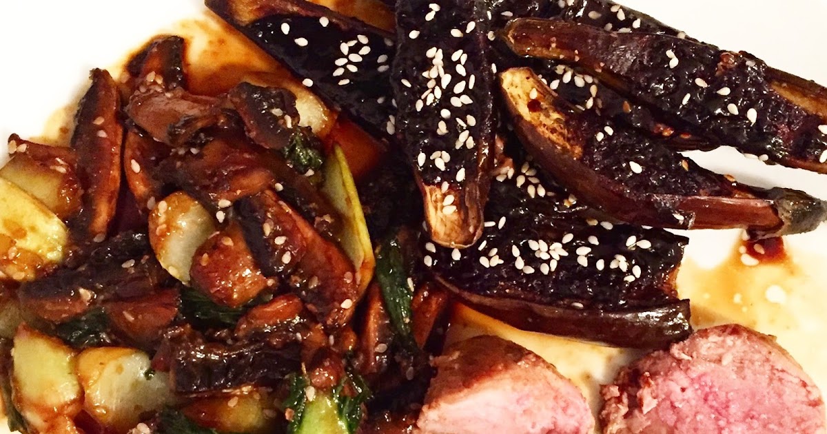 PanFried Duck Breast with MisoGlazed Aubergines and Fusion Stir Fry