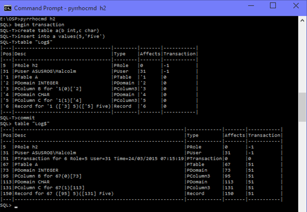 Pyrrho DBMS: March 2015