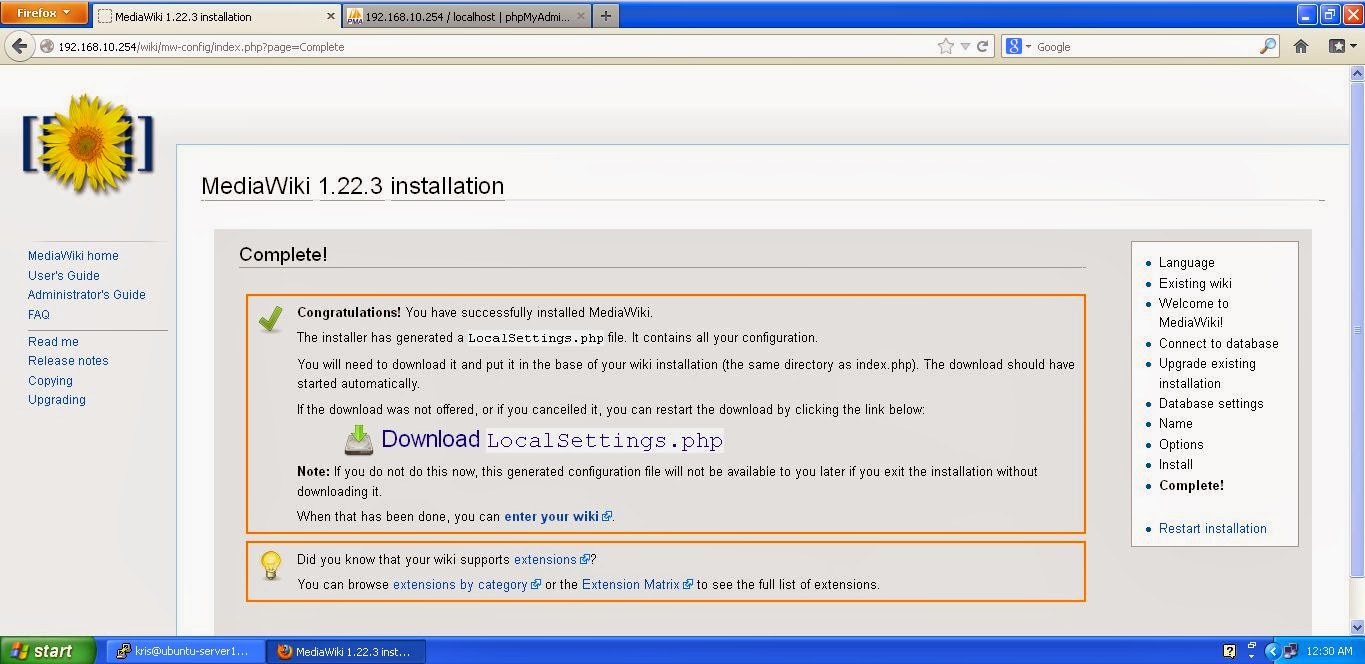 Cara Install Mediawiki di Ubuntu Server 12.04