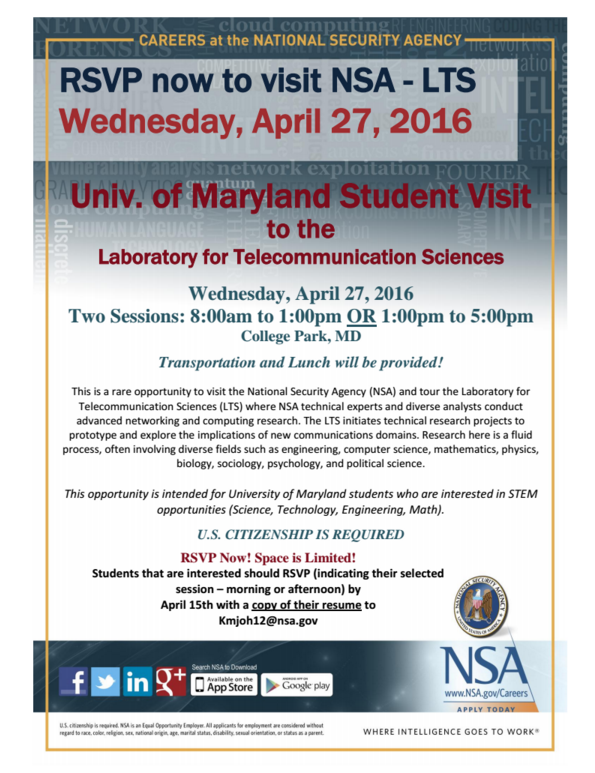 UMD Geographical Sciences Undergraduate Blog UMCP Student Visit to NSA