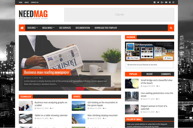 NeedMag - Blogger Template Premium Free Download