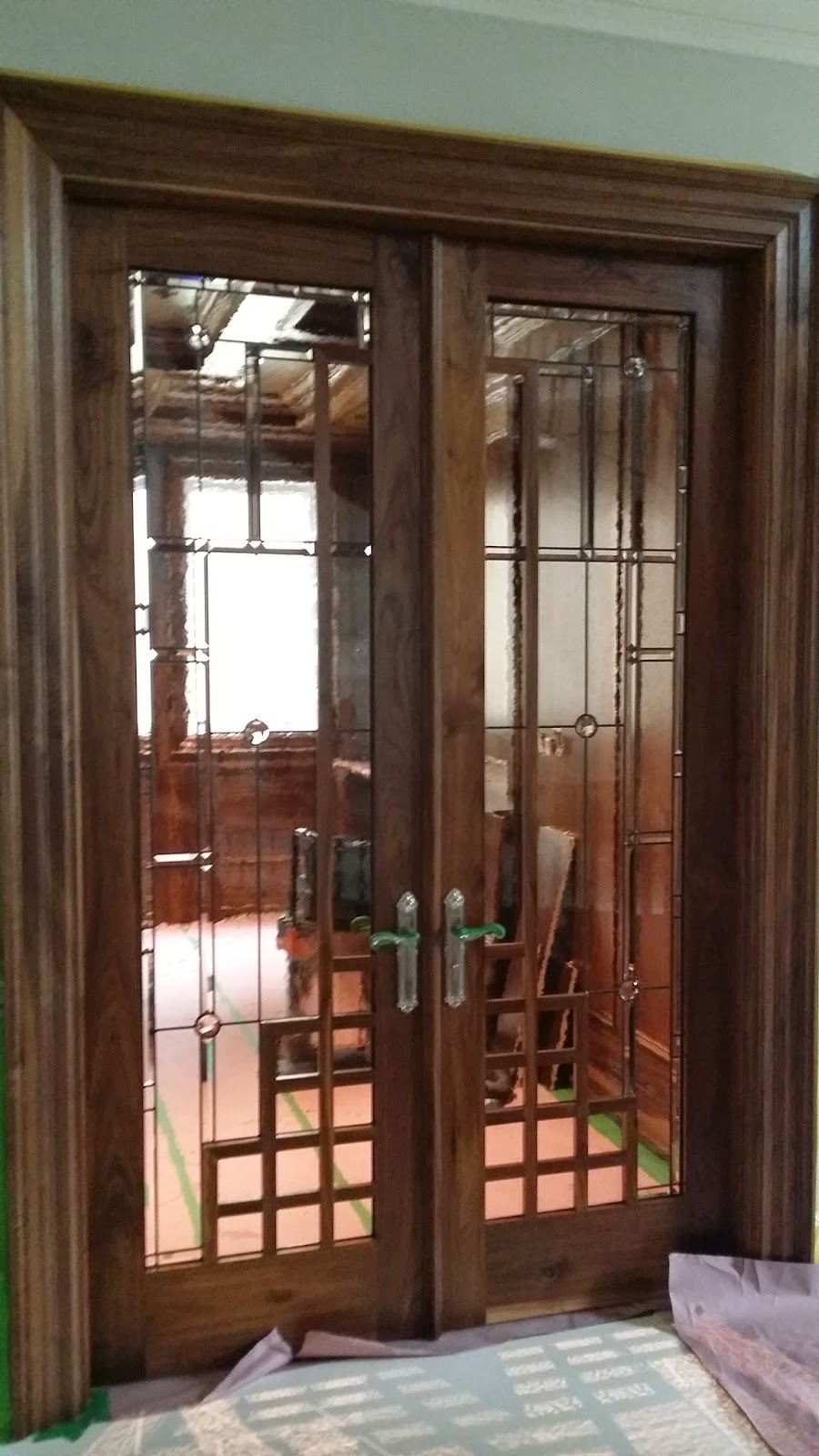 Glassworks Studio Leaded Glass Interior Door Inserts with some Bling, Glassworks Studio Toronto