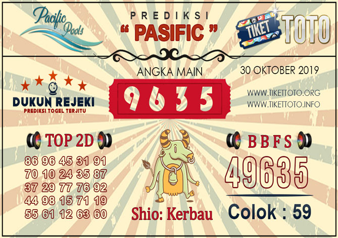 Prediksi Togel PASIFIC TIKETTOTO 30 OKTOBER 2019