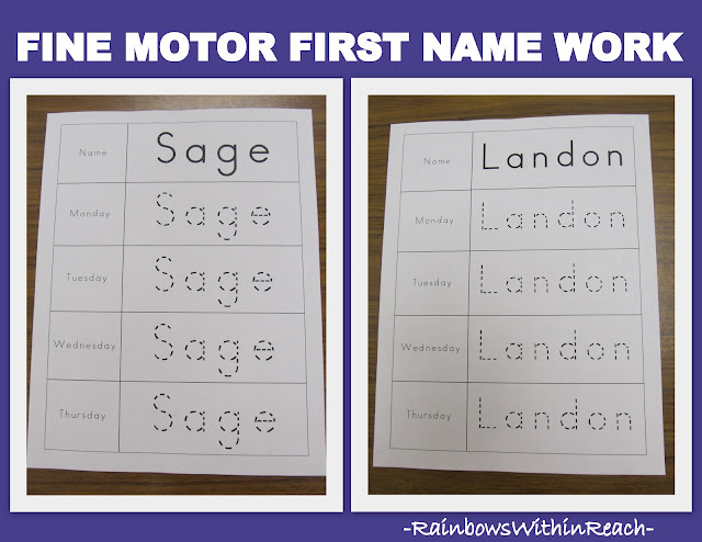photo of: Fine Motor First Name Work 