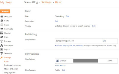 Blogger settings