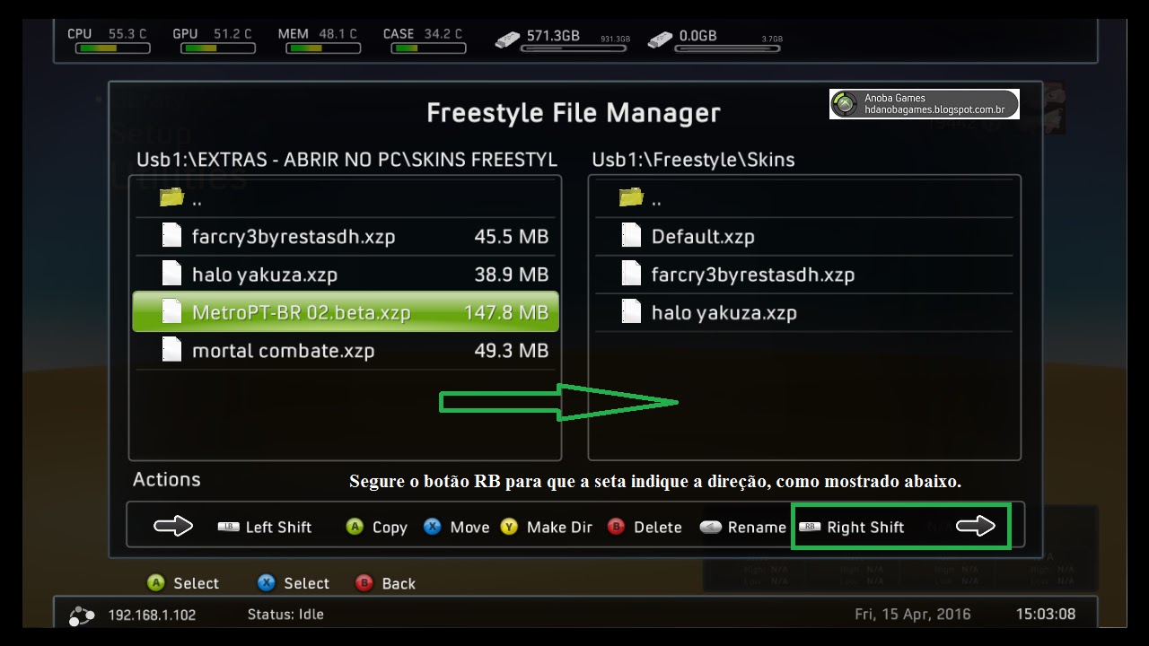 HD PARA XBOX 360 RGH / JTAG Copiar Skins através do File Manager