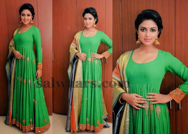 Amala Paul Green Floor Length Salwar - Indian Dresses