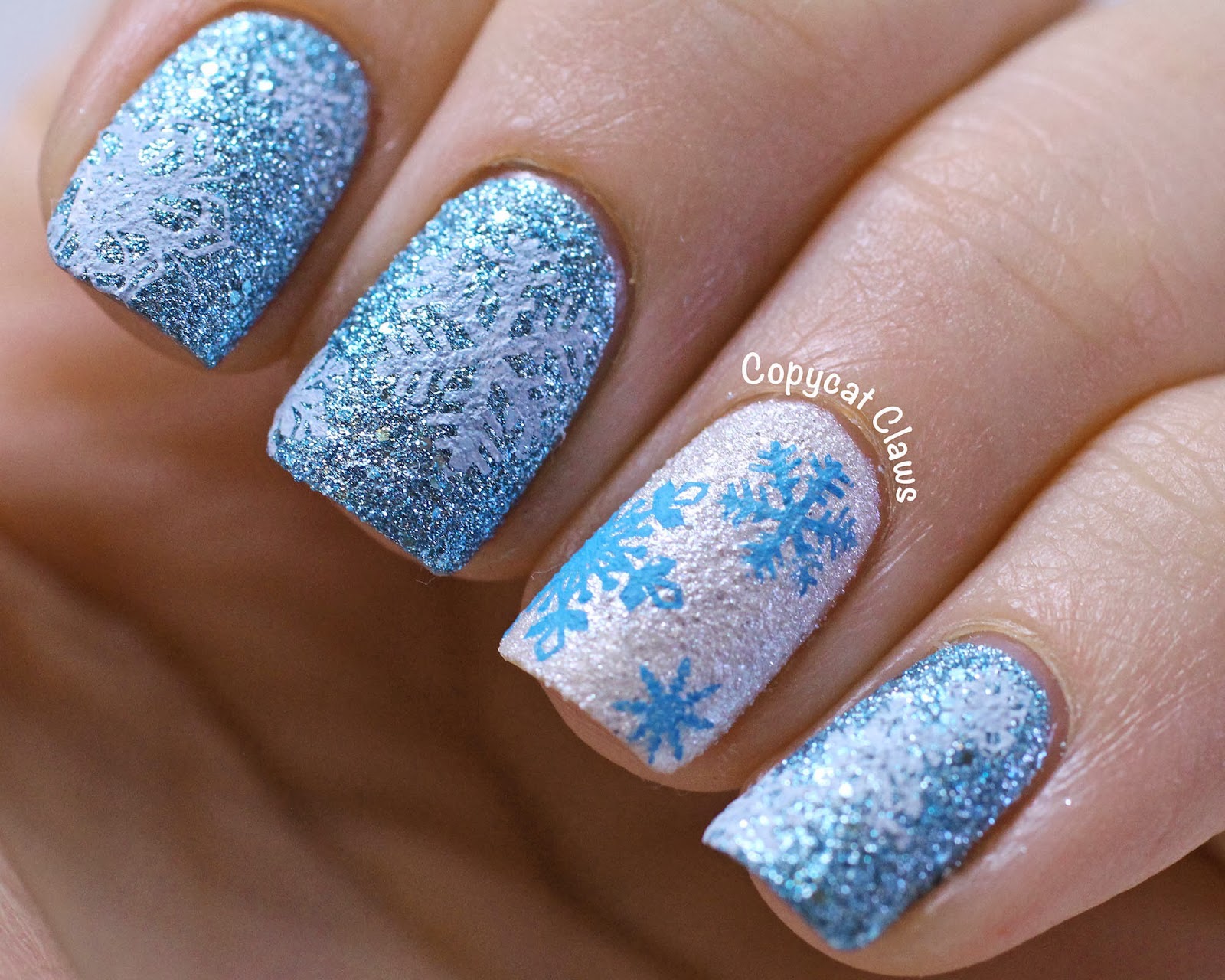 Copycat Claws: Textured Snowflake Nail Art