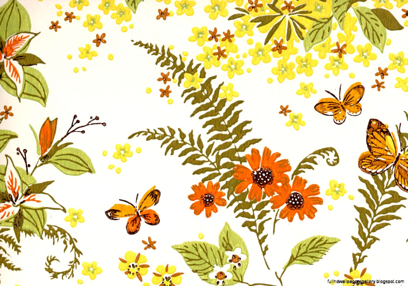 anical wallpaper  birds fl by ModishVintage