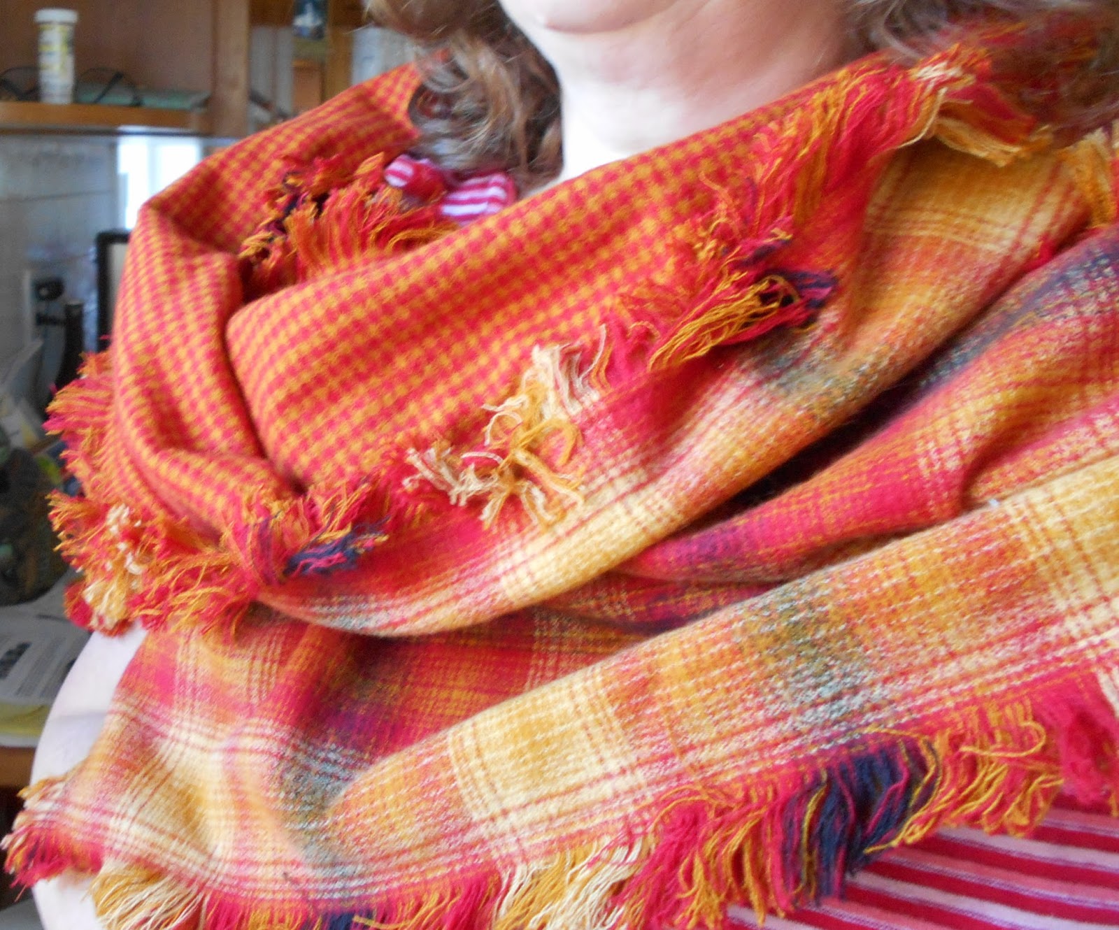 Running With Rocket Plaid Flannel Fringed Scarf