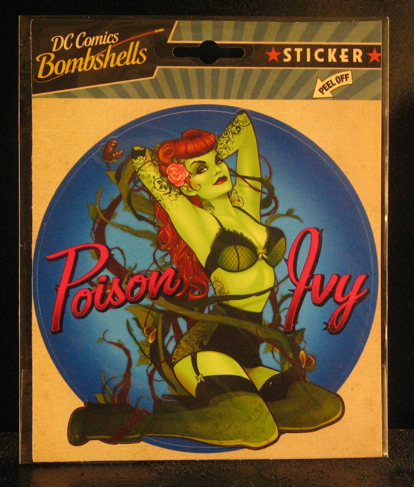 DC Comics Bombshells Poison Ivy Cheesecake Pose Peel Off Sticker Decal SEALED 