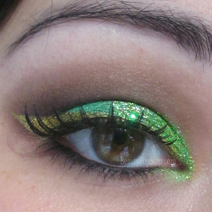 st patrick's day makeup tutorial using sugarpill and lit cosmetics glitter