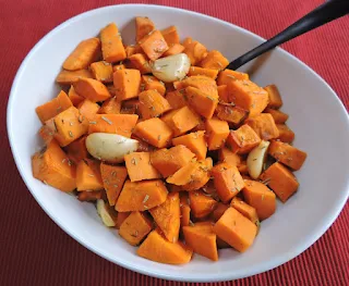 Baked Garlic Sweet Potatoes
