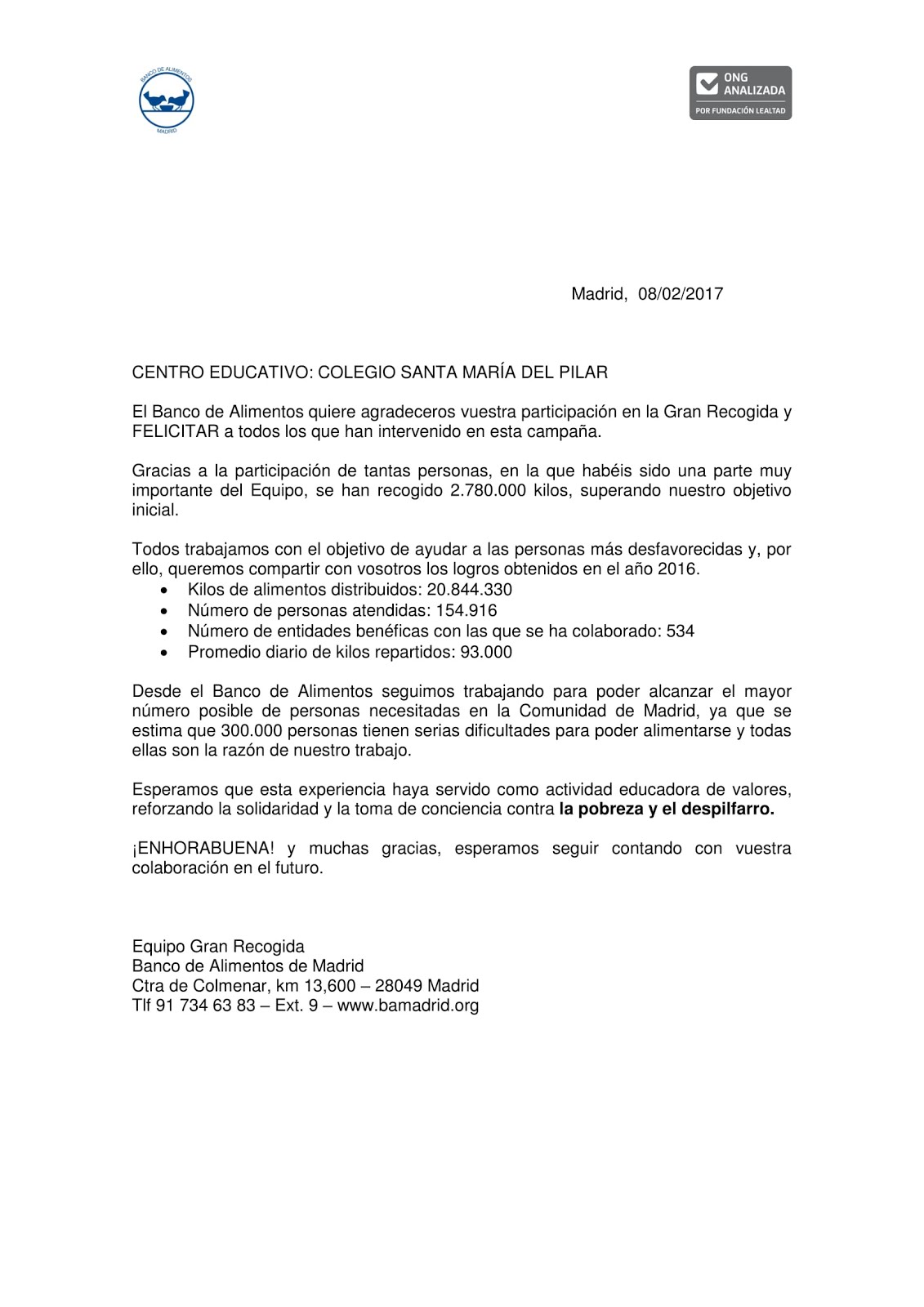 Carta De Agradecimiento Voluntariado Recipes Blog R