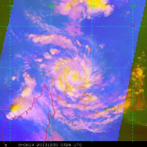 Image satellite forte tempête tropicale Bejisa 30/12/13