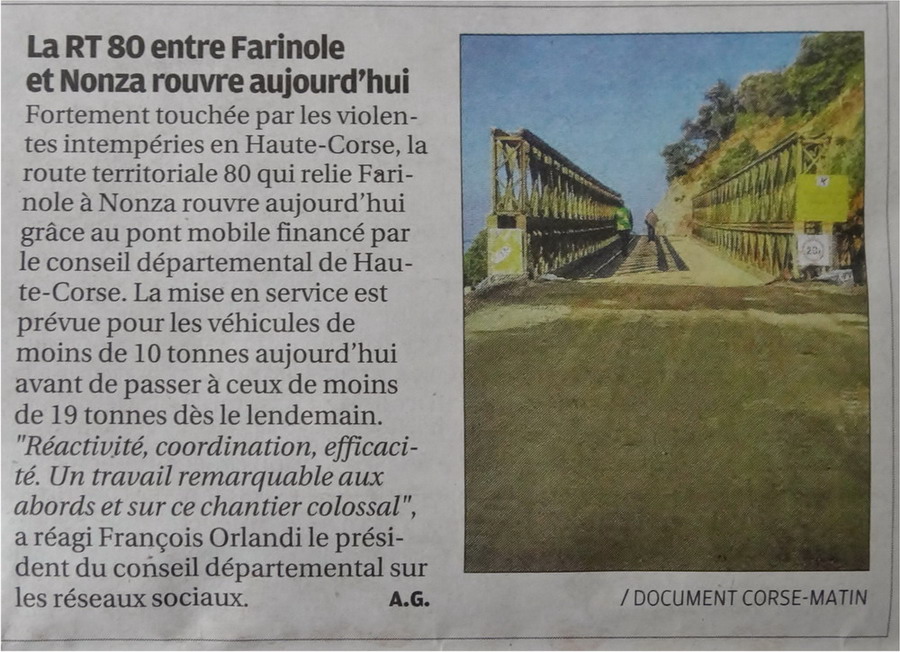 AMIS ET VISITEURS BIENVENUE * Extrait Corsematin de ce jour (après